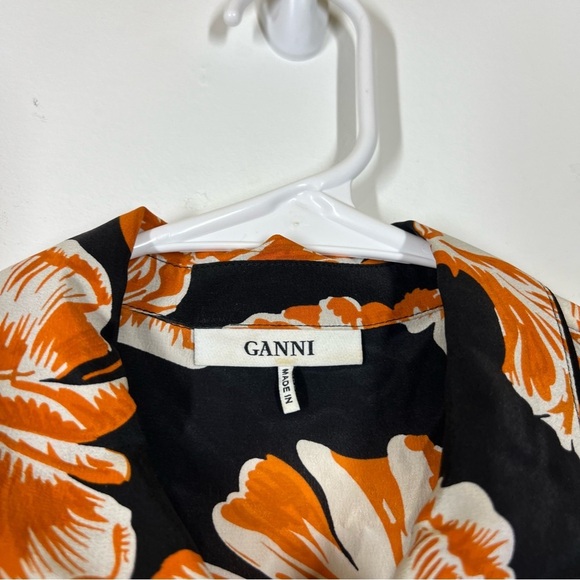 NWOT Ganni Geroux 100% Silk Floral Top Size 38 or US 6 - Picture 10 of 12